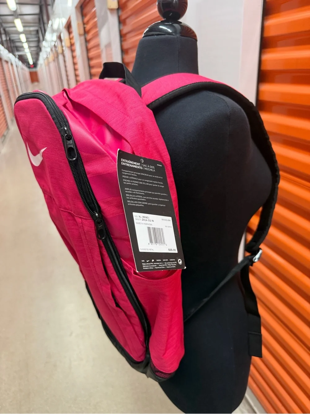 NWT Nike Brasilia Hot Pink Backpack with White Swoosh